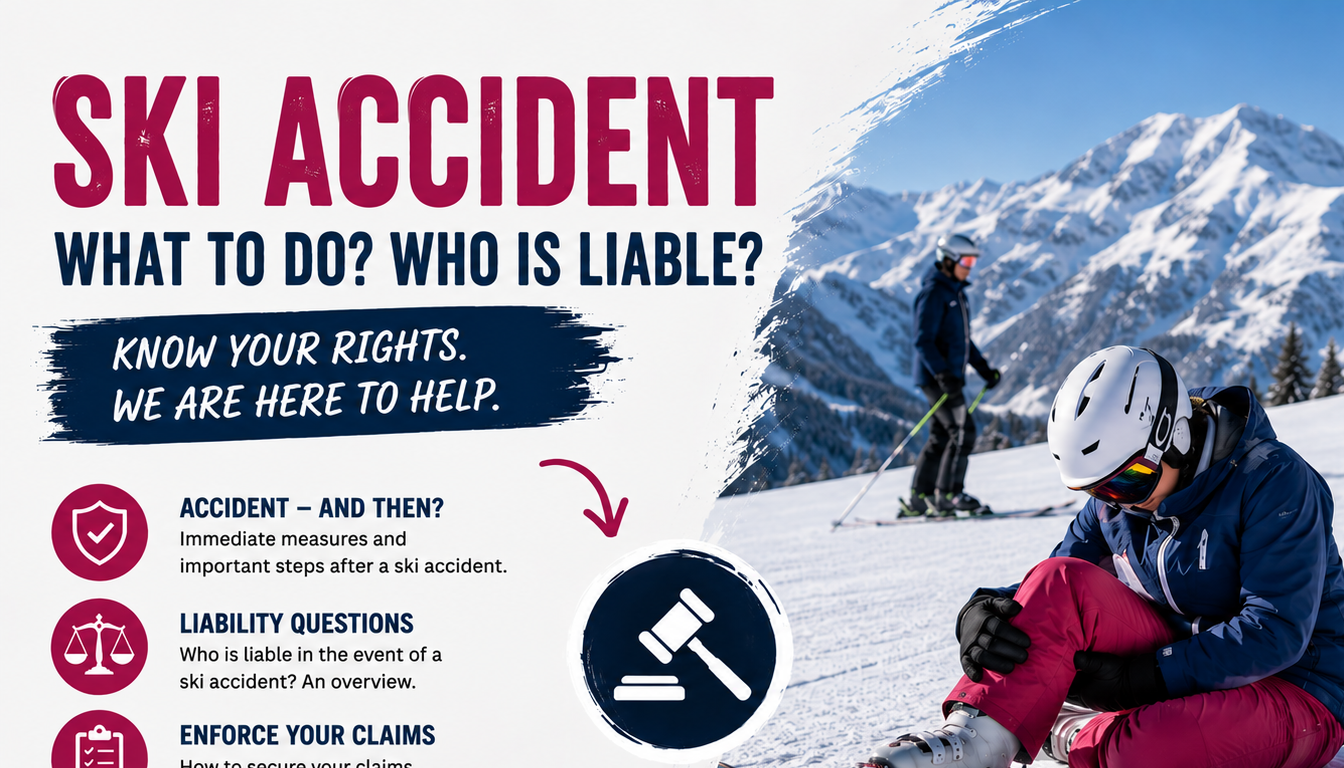 Skiing accident: Injured skier on the slopes – liability issues, claims and legal support following a skiing accident